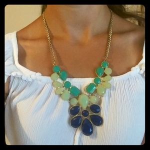 Beautiful Multi Blue Chunky Necklace